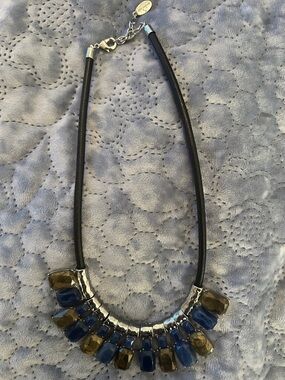 Ann Taylor Blue and Olive Necklace with Silver Accents